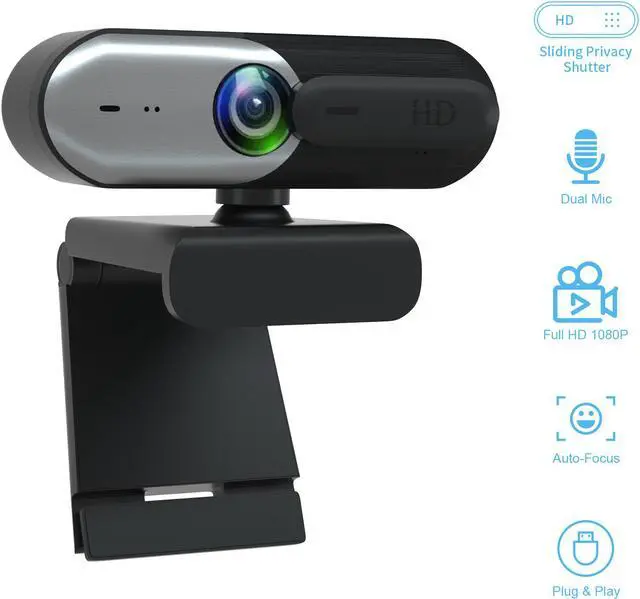 Main image of 1080P Full HD Autofocus Webcam, CA602 USB Camera with Webcam Cover, Webcam for Video Calling and Recording for Desktop or Laptop