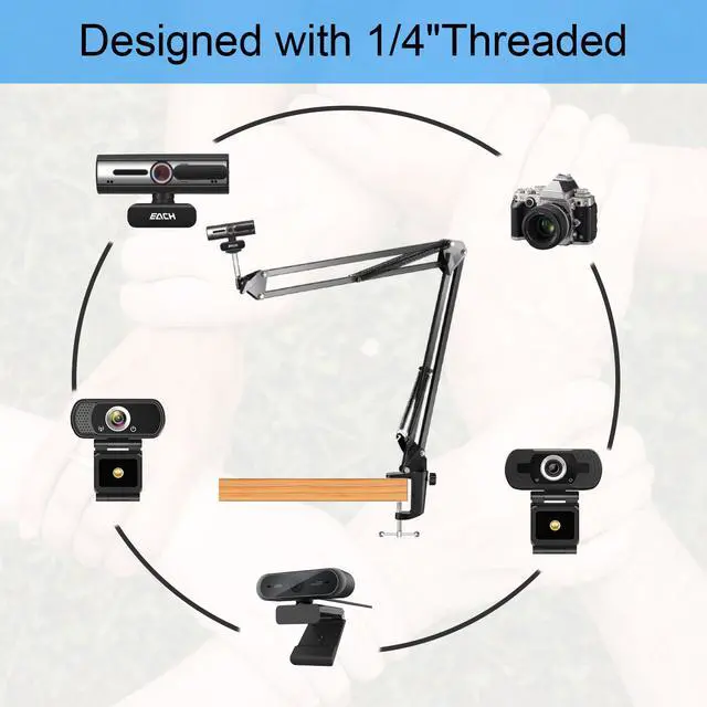 Alt view image 2 of 7 - Anivia Webcam Stand,Desk Mount Camera Arm Clamp Stand,Webcam Clamp Mount Suspension Scissor Tripod Stand Holder Camera arm for Webcam W8 W5 C922 C930e C930 C920 C615