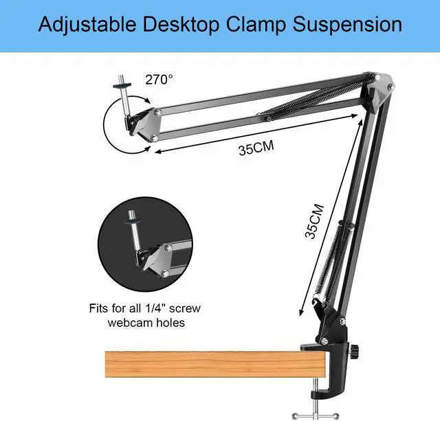 Alt view image 3 of 7 - Anivia Webcam Stand,Desk Mount Camera Arm Clamp Stand,Webcam Clamp Mount Suspension Scissor Tripod Stand Holder Camera arm for Webcam W8 W5 C922 C930e C930 C920 C615