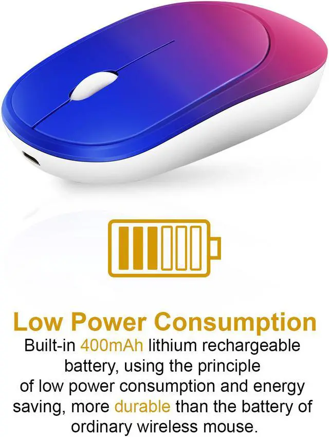 Alt view image 3 of 7 - Anivia Wireless Mouse 2.4G Rechargeable Office Slim Silent Mice with USB Receiver, Portable Ultra-Thin Noiseless Mouse for Notebook, PC, Laptop, Computer, MacBook - Gradient