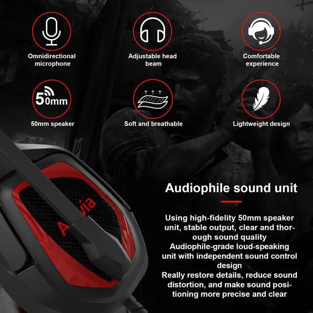 Alt view image 6 of 6 - PS4 Gaming Headset, Headset for Xbox One,Anivia PC Headphone with Noise Canceling Mic, Compatible with PC, PS4, Xbox One Controller Mac Android, iOS Laptop, Smartphone, Tablet(MH602/RED)