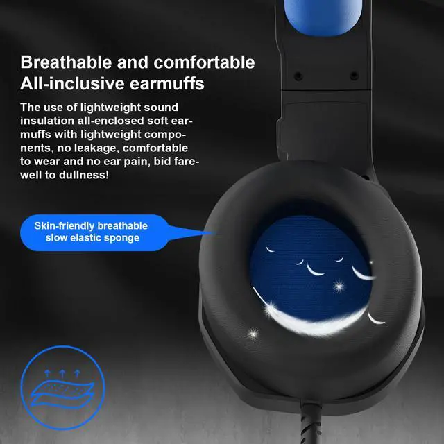 Alt view image 4 of 6 - PC Gaming Headset with Mic, PS4 Gaming Headset,Stereo Gaming Headphone for PS4, Xbox One, Nintendo Switch, PC, Mac, Laptop, Android,Smartphone, Tablet(MH602/BLUE)