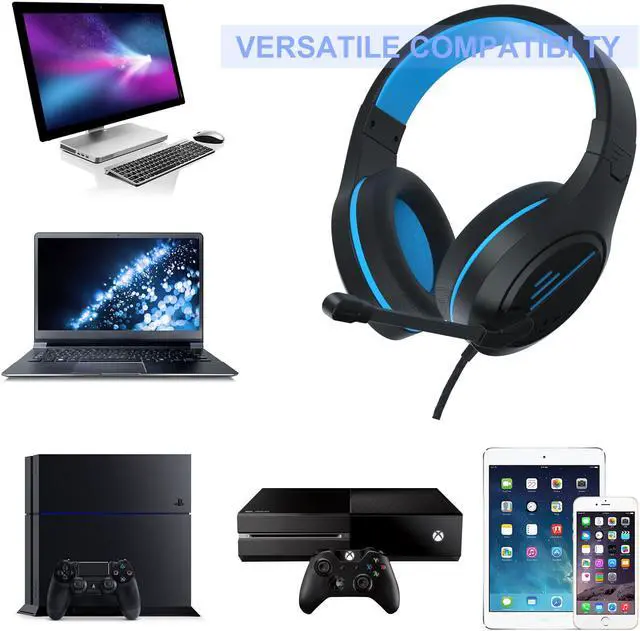 Alt view image 3 of 7 - PC Gaming Headset with Mic, PS4 Gaming Headset,Stereo Gaming Headphone for PS4, Xbox One, Nintendo Switch, PC, Mac, Laptop, Android,Smartphone, Tablet(MH601/BLUE) …