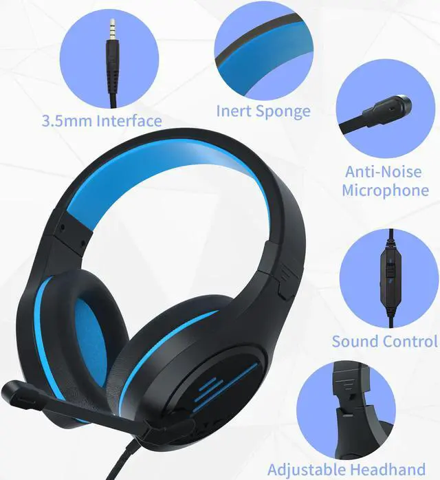 Alt view image 4 of 7 - PC Gaming Headset with Mic, PS4 Gaming Headset,Stereo Gaming Headphone for PS4, Xbox One, Nintendo Switch, PC, Mac, Laptop, Android,Smartphone, Tablet(MH601/BLUE) …