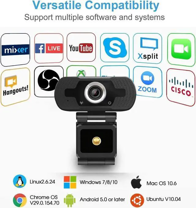 Alt view image 5 of 5 - 1080P HD Webcam with Microphone, Anivia Web Camera with Privacy Cover and Tripod Stand, USB Camera for Computer Plug and Play, 30FPS, for Meetings Video Calls Compatible with Desktop Laptop