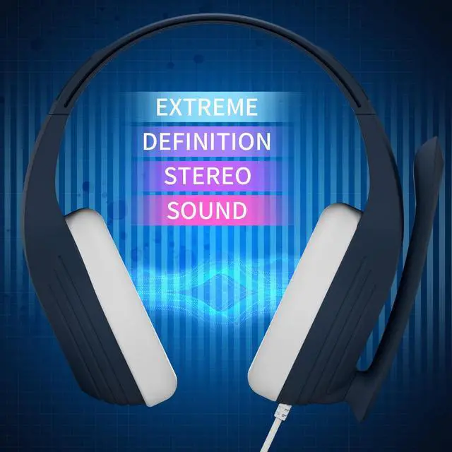 Alt view image 4 of 6 - PS5 Gaming Headset with Mic - A9S Over-Ear Gaming Headphones Stereo Compatible with PS4 Xbox One PC Computers Laptop PSP Smartphones Tablets Mac iOS - Pacific Blue