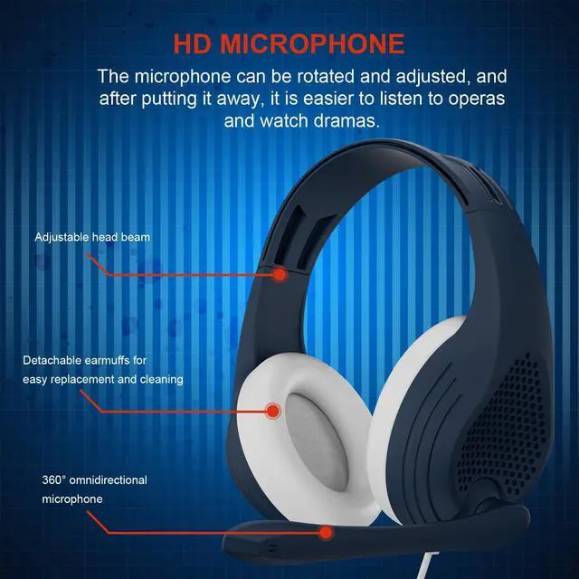 Alt view image 5 of 6 - PS5 Gaming Headset with Mic - A9S Over-Ear Gaming Headphones Stereo Compatible with PS4 Xbox One PC Computers Laptop PSP Smartphones Tablets Mac iOS - Pacific Blue