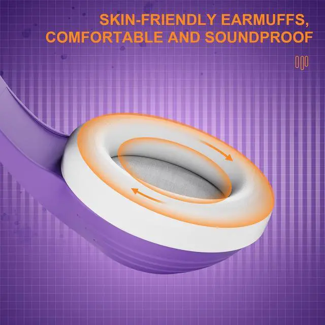 Alt view image 2 of 6 - A9 Pro Purple Headset with Microphone, Stereo Sound Wired Headphones for Women and Girls, Noise Cancelling Microphone with 3.5MM Jack