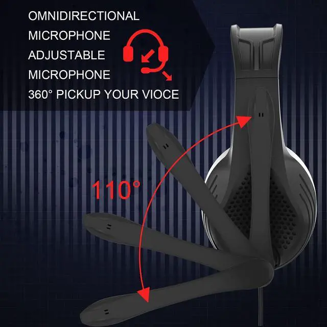 Alt view image 2 of 6 - Gaming Headset Headphones with Noise Cancelling Mic Surround Sound Over-Ear