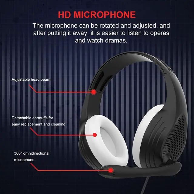 Alt view image 5 of 6 - Gaming Headset Headphones with Noise Cancelling Mic Surround Sound Over-Ear