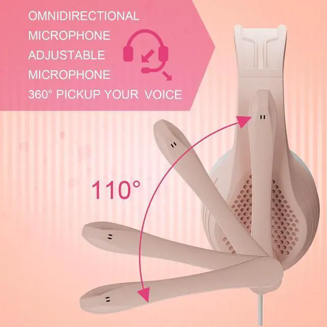 Alt view image 2 of 6 - Gaming Headset Headphones with Noise Cancelling Mic Surround Sound Over-Ear