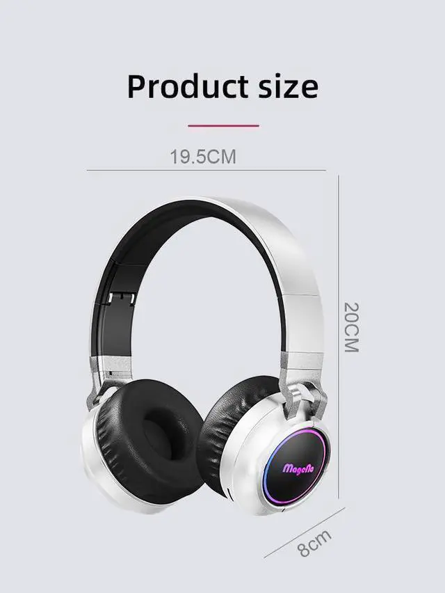 Alt view image 2 of 7 - Anivia Gaming Headset Bluetooth Over-Ear Headphones with RGB LED Light, Wireless and Wired 3.5mm AUX Mode, Superb Stereo Sound, Touch Control, Compatible with PC and Phones