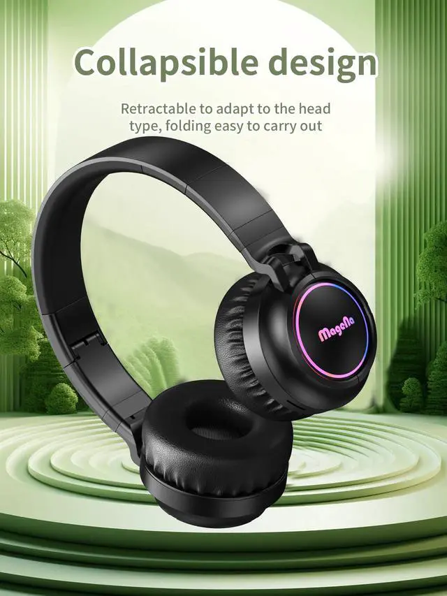 Alt view image 4 of 7 - Anivia Gaming Headset Bluetooth Over-Ear Headphones with RGB LED Light, Wireless and Wired 3.5mm AUX Mode, Superb Stereo Sound, Touch Control, Compatible with PC and Phones