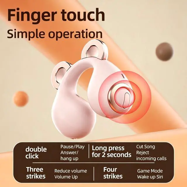 Alt view image 4 of 7 - Anivia Clipon OpenEar Wireless Bluetooth 5.3 Earbuds Sport Headphones with LED Digital Charging Case Non-In-Ear