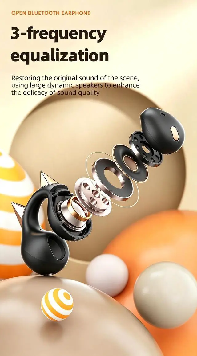 Alt view image 4 of 8 - Anivia Clipon OpenEar Wireless Bluetooth 5.3 Earbuds Sport Headphones with LED Digital Charging Case Non-In-Ear