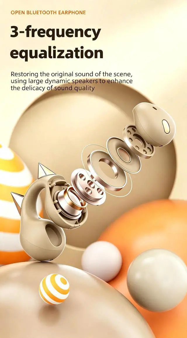 Alt view image 4 of 7 - Anivia Clipon OpenEar Wireless Bluetooth 5.3 Earbuds Sport Headphones with LED Digital Charging Case Non-In-Ear