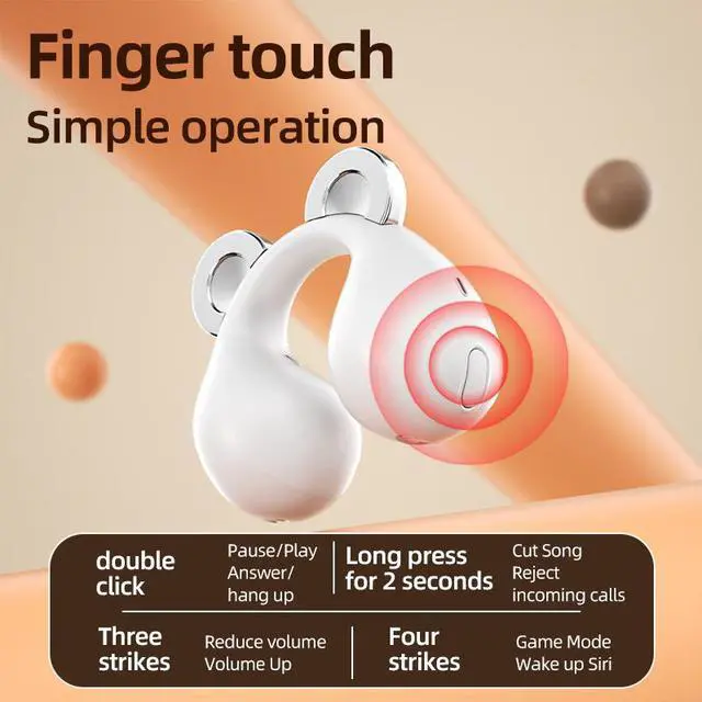 Alt view image 4 of 7 - Anivia Clipon OpenEar Wireless Bluetooth 5.3 Earbuds Sport Headphones with LED Digital Charging Case Non-In-Ear