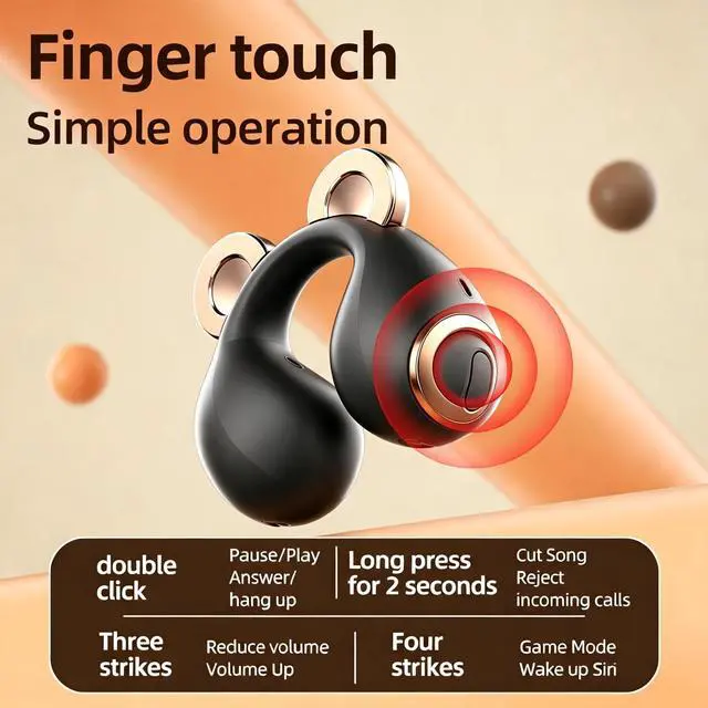 Alt view image 4 of 7 - Anivia Clipon OpenEar Wireless Bluetooth 5.3 Earbuds Sport Headphones with LED Digital Charging Case Non-In-Ear