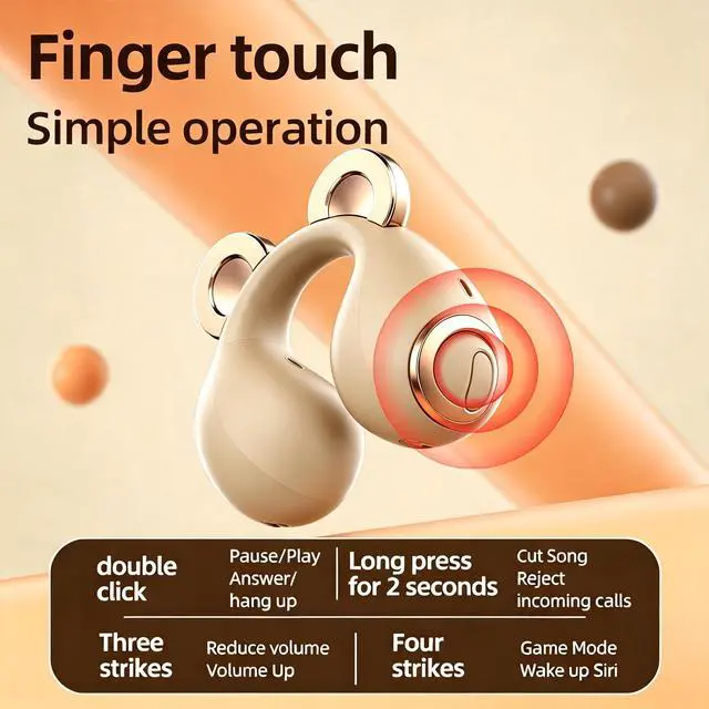 Alt view image 4 of 7 - Anivia Clipon OpenEar Wireless Bluetooth 5.3 Earbuds Sport Headphones with LED Digital Charging Case Non-In-Ear