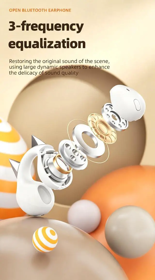 Alt view image 4 of 7 - Anivia Clipon OpenEar Wireless Bluetooth 5.3 Earbuds Sport Headphones with LED Digital Charging Case Non-In-Ear