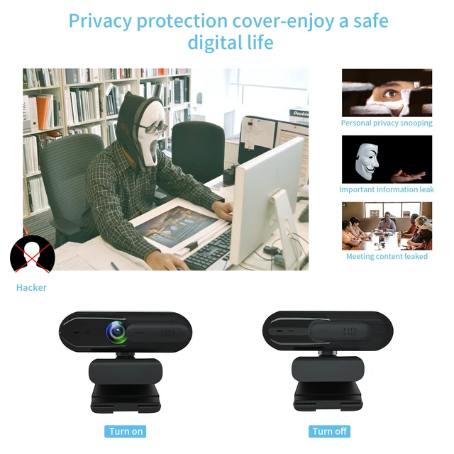 Alt view image 2 of 7 - Anivia 1080P HD Webcam with Dual Noise Reduction Microphone Auto Focus Privacy Shutter USB Plug & Play Computer Camera for Zoom Meeting Live Streaming