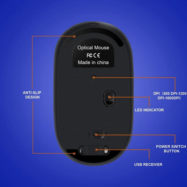 Alt view image 7 of 7 - Anivia Rechargeable 2.4G Wireless Mouse Slim Silent Click Ultra-Thin Design Adjustable DPI Optical Tracking with USB Receiver for Notebook, Laptop, PC, MacBook, Black