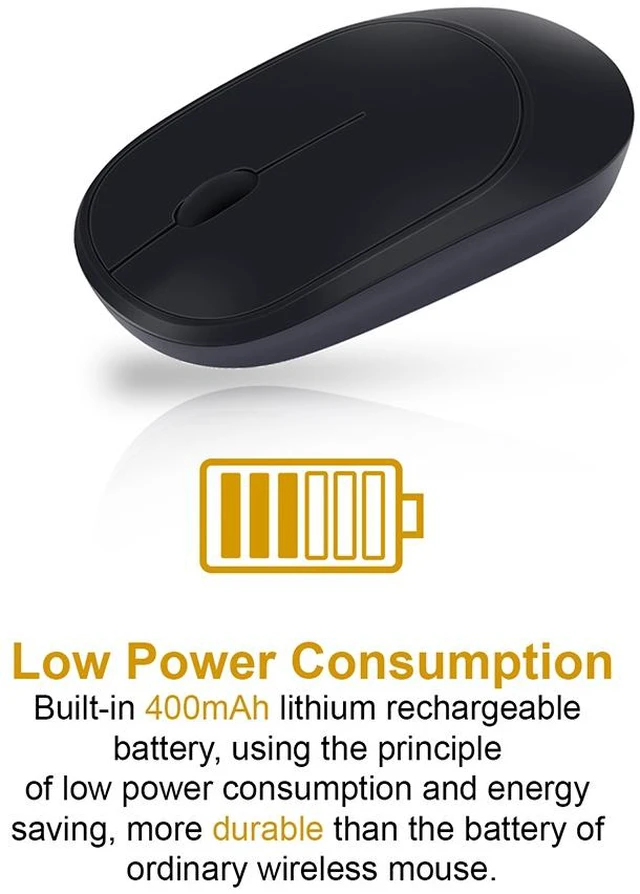 Alt view image 2 of 7 - Anivia Rechargeable 2.4G Wireless Mouse Slim Silent Click Ultra-Thin Design Adjustable DPI Optical Tracking with USB Receiver for Notebook, Laptop, PC, MacBook, Black
