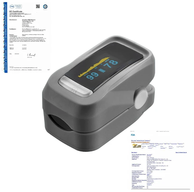 Main image of Anivia Portable Finger Clip Pulse Oximeter, FDA 510(k) Cleared, OLED Display SpO2 & Heart Rate Monitor with PI and Sleep Tracking, Grey