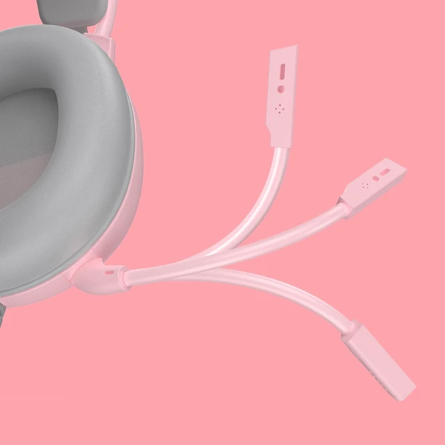 Alt view image 4 of 7 - Anivia Pink Cat Ear Gaming Headset Wired Over-Ear Headphones RGB Light Adjustable Microphone Volume Control PC Laptop