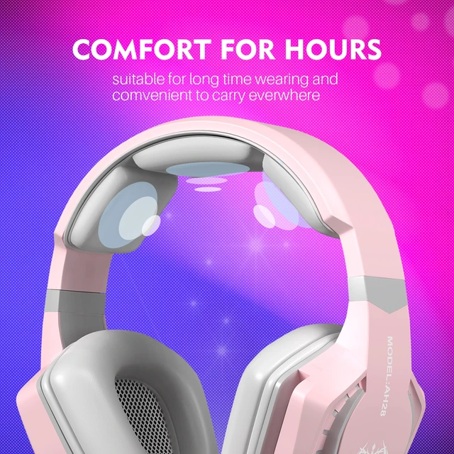 Alt view image 3 of 7 - Anivia AH28 Pink Wired Gaming Headset Over-Ear Headphones Noise Cancelling Mic Stereo Sound for PC PS4 PS5 Switch Xbox