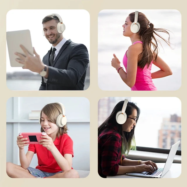 Alt view image 6 of 7 - Anivia ANC500 Grey Over Ear Headphones, Bluetooth 5.4 ANC Wireless Headset, 60H Playtime, 0.06s Ultra Low Latency for Gaming, Wired & Wireless Modes