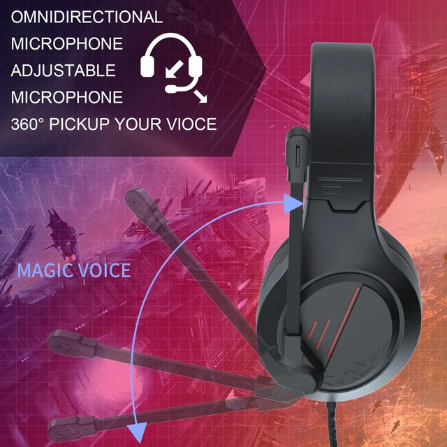 Alt view image 3 of 7 - Anivia MH601 Wired Gaming Headset with Microphone, Over-Ear Stereo Gaming Headphones, 3.5mm Plug Compatible with PC PS4 Xbox Laptop