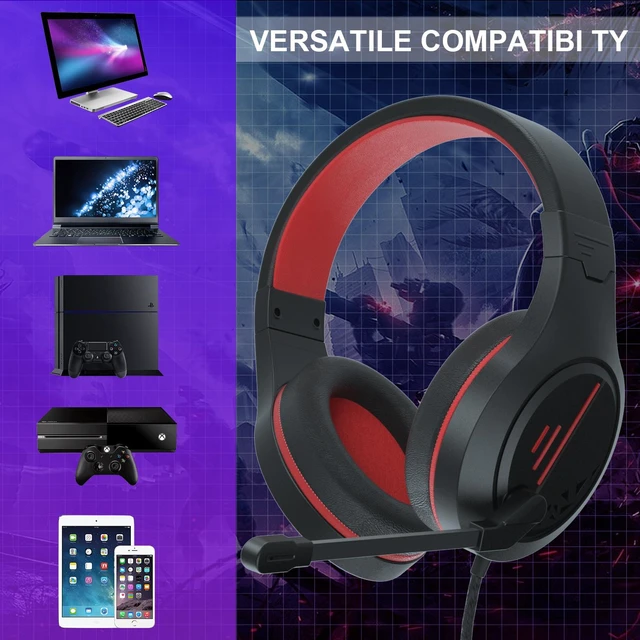 Alt view image 5 of 7 - Anivia MH601 Wired Gaming Headset with Microphone, Over-Ear Stereo Gaming Headphones, 3.5mm Plug Compatible with PC PS4 Xbox Laptop