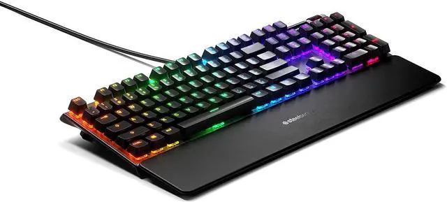 Alt view image 6 of 7 - SteelSeries Apex 5 Hybrid Mechanical Gaming Keyboard  Per-Key RGB Illumination  Aircraft Grade Aluminum Alloy Frame  OLED Smart Display (Hybrid Blue Switch)