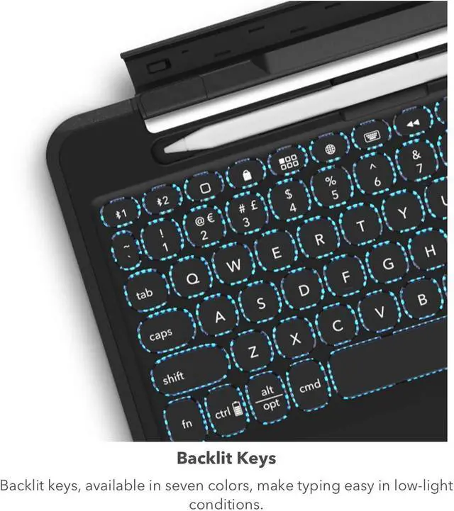 Alt view image 3 of 7 - Rugged Book iPad Case with Detachable Magnetic-Hinged Keyboard for iPad Air 3, iPad Pro 10.5" & 10.2" (9th Gen), Multi-Device Bluetooth, Apple Pencil Holder, Long-Lasting Battery, Wireless, Black