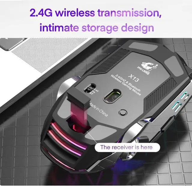 Alt view image 8 of 13 - E-sport X8 Wireless Charging Gaming Mouse Mute Luminous Mechanical Mouse
