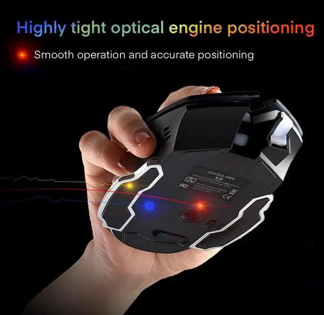 Alt view image 6 of 13 - E-sport X8 Wireless Charging Gaming Mouse Mute Luminous Mechanical Mouse