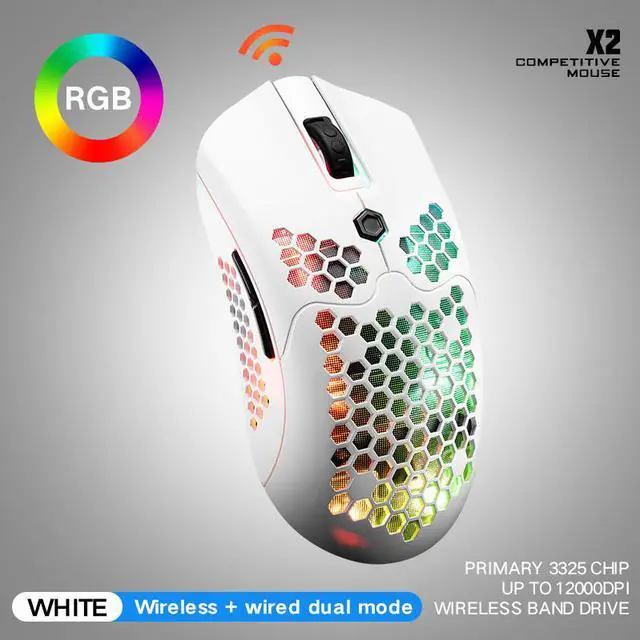 Alt view image 6 of 7 - X2 E-sport Wireless Mouse RGB Dual Mode Gaming Mechanical Macro Computer Notebook Mouse With Lightweight Honeycomb Shell Ultralight