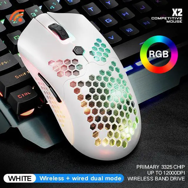 Alt view image 2 of 7 - X2 E-sport Wireless Mouse RGB Dual Mode Gaming Mechanical Macro Computer Notebook Mouse With Lightweight Honeycomb Shell Ultralight