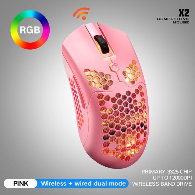 X2 E-sport Wireless Mouse RGB Dual Mode Gaming Mechanical Macro Computer  Notebook Mouse With Lightweight Honeycomb Shell Ultralight 