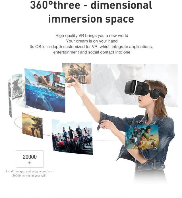 Alt view image 3 of 7 - VR Headset Compatible With iPhone & Android Phone - Universal Virtual Reality Goggles - Play Your Best Mobile Games With Soft & Comfortable New 3D VR Glasses