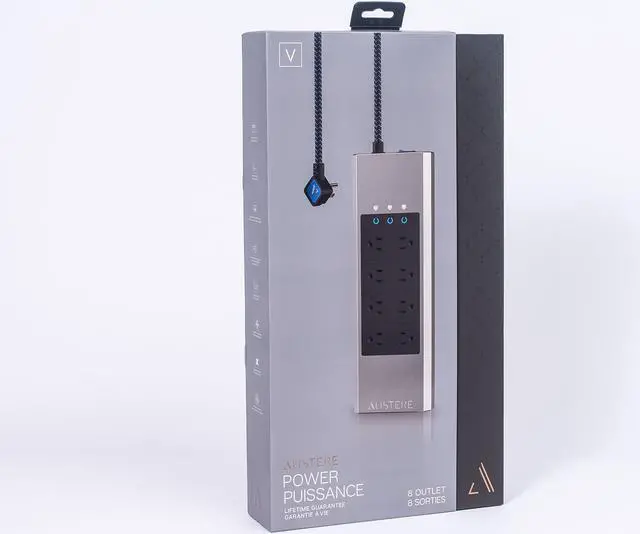 Alt view image 5 of 17 - Austere V Series Power 8-Outlet With Omniport USB \\ 3,000 Joules, PureFiltration, Flameless MOV, Overcurrent Protection, SmartFit Outlets, WovenArmor Cable & Component Guarantee