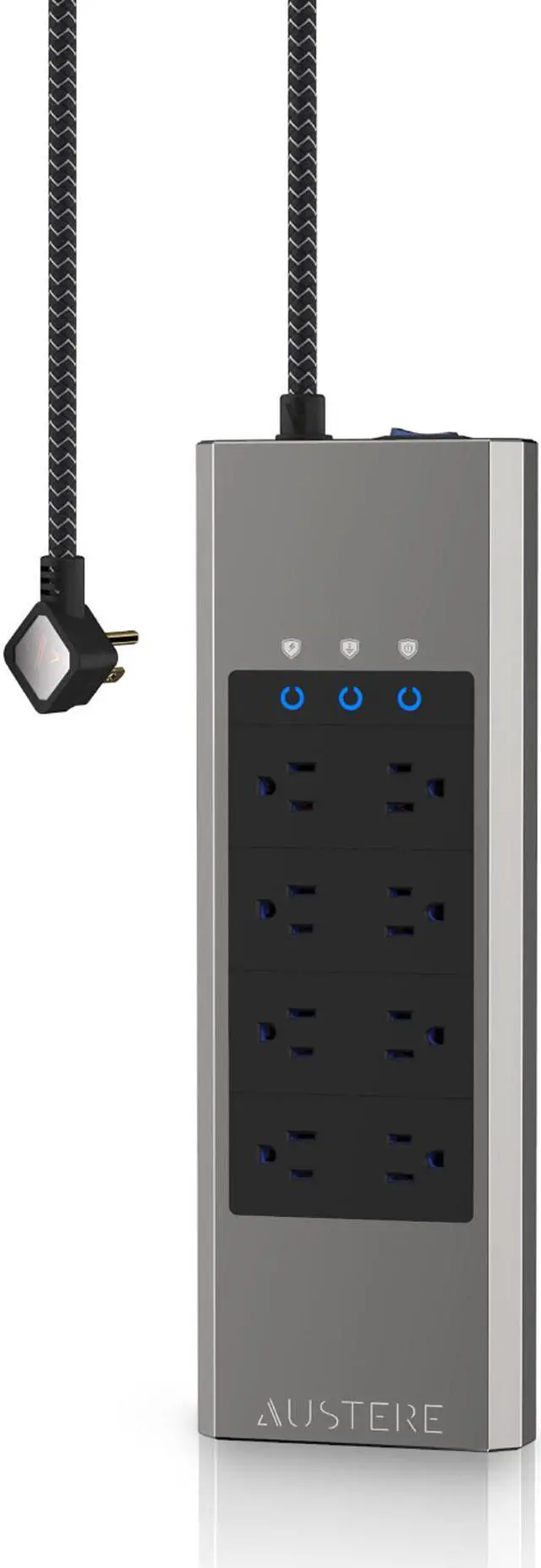 Main image of Austere VII Series Power 8-Outlet With 45W USB-C PD port Omniport USB \\ 4,000 Joules, PureFiltration, Flameless MOV, Overcurrent Protection, SmartFit Outlets, WovenArmor Cable & Component Guarantee