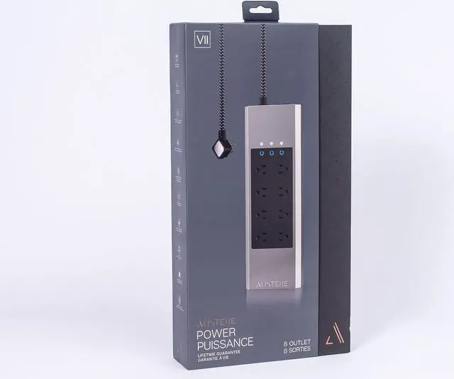 Alt view image 5 of 20 - Austere VII Series Power 8-Outlet With 45W USB-C PD port Omniport USB \\ 4,000 Joules, PureFiltration, Flameless MOV, Overcurrent Protection, SmartFit Outlets, WovenArmor Cable & Component Guarantee