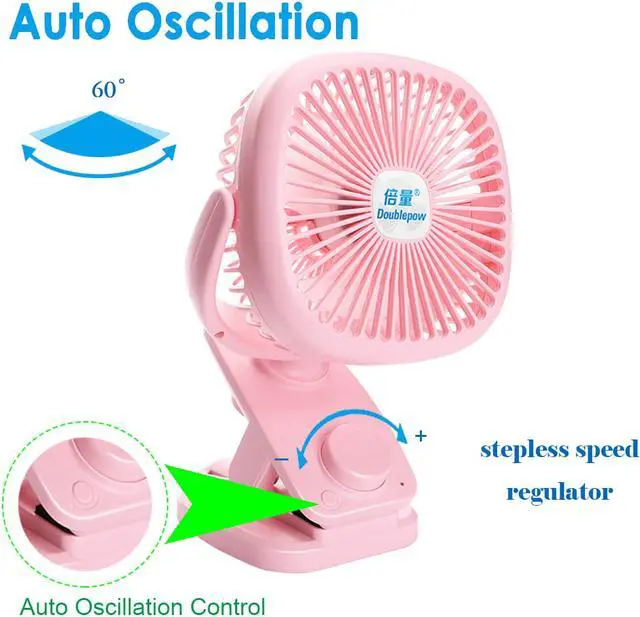 Alt view image 3 of 7 - SLGOL Stroller Fans Mini USB Desk Clip Fan,2021 Newest Table Fan 40 Hours(Max Working Time) 360° Rotation 4000mah Battery Super Quiet Fan for Outdoor/Indoor Baby Car/Travel/Office/Camping(Pink)