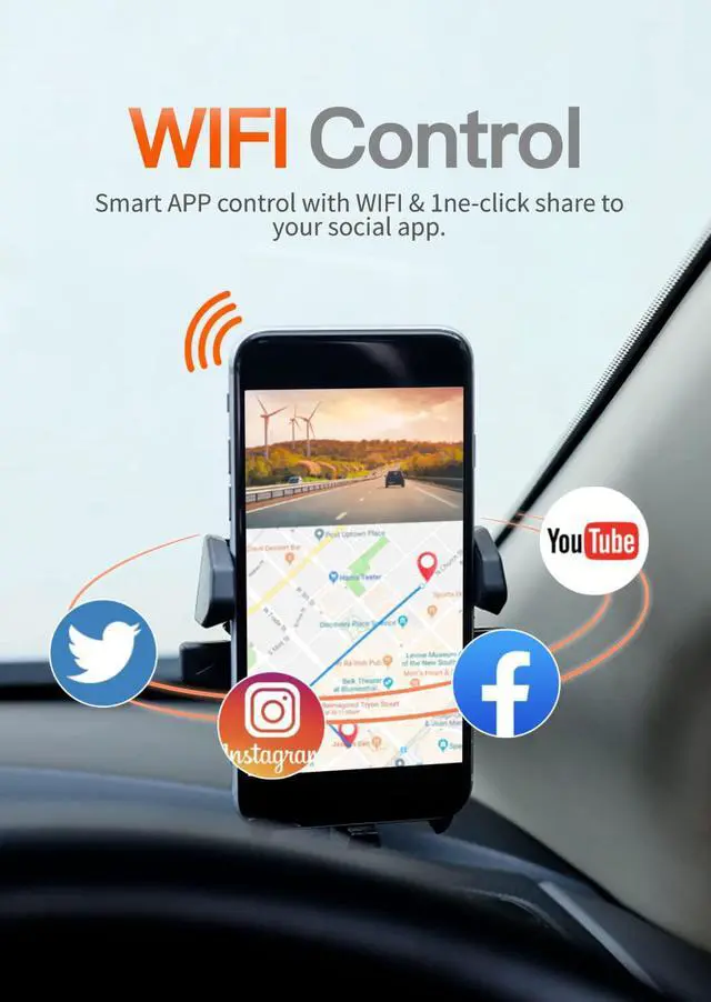 Alt view image 3 of 7 - 4K Dash Cam with WiFi GPS Dashboard Camera Front 4K/2.5K and Rear 1080P Dual Car Recorder, Mini Security DashCam with 2.45" LCD, 170° Wide Angle, Support 128GB Max