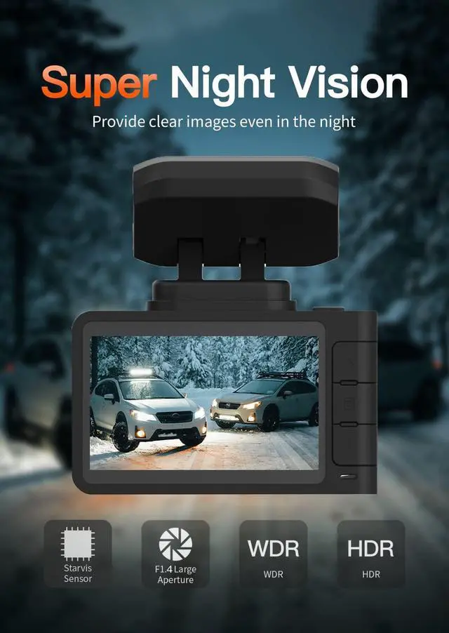 Alt view image 4 of 7 - 4K Dash Cam with WiFi GPS Dashboard Camera Front 4K/2.5K and Rear 1080P Dual Car Recorder, Mini Security DashCam with 2.45" LCD, 170° Wide Angle, Support 128GB Max