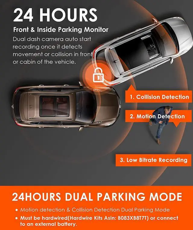 Alt view image 5 of 7 - N2S 4K Dash Cam with GPS, Front and Inside Dual 2.5K 1440P, IR Night Vision Uber Car Camera, 24/7 Recording Parking Mode, Motion Detection, 256GB Supported
