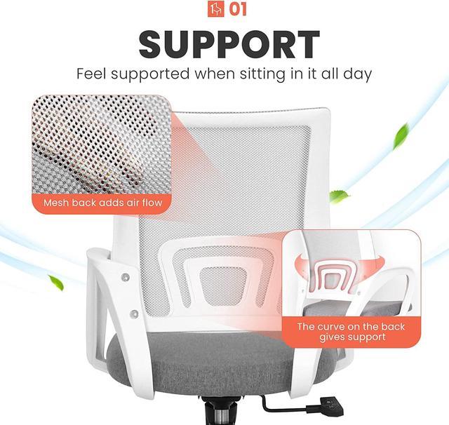 Neo Chair Office Computer Desk Chair Gaming-Ergonomic Mid Back Cushion  Lumbar Support with Wheels Comfortable Blue Mesh Racing Seat Adjustable  Swivel