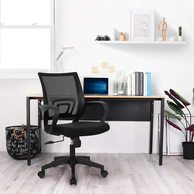 Alt view image 6 of 6 - Neo Chair Office Computer Desk Chair Gaming-Ergonomic Mid Back Cushion Lumbar Support with Wheels Comfortable Blue Mesh Racing Seat Adjustable Swivel Rolling Home Executive (Black)